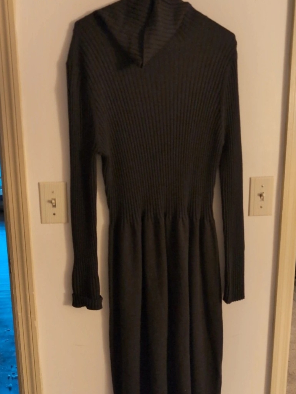 Talbots Black Ribbed Long-Sleeve Knit Dress